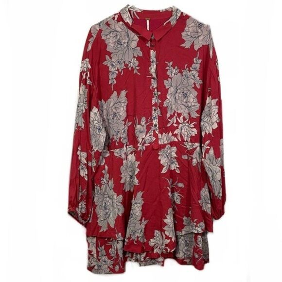 Free People Shake It Floral Long Sleeve Mini Dress - Picture 2 of 6